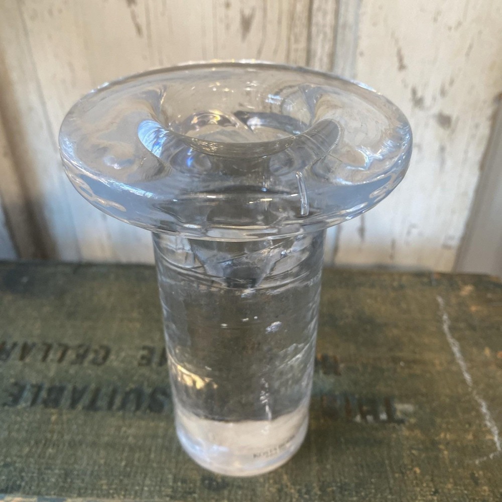 VTG Kosta Boda‎ Heavy Glass Candle Stick Candleholder Kjell Engman 5" Sweden